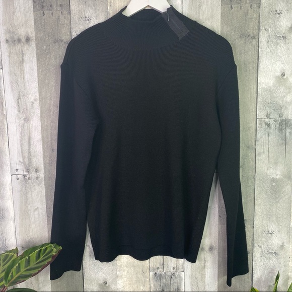 Emporio Armani Sweaters - EMPORIO ARMANI Black Merino Wool Long Sleeve Sweater Size Large
